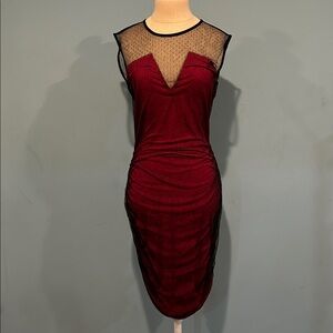 Weston Wear Julienne W Sleeveless Dress XS Polka Dot Mesh Black Red Whimsigoth